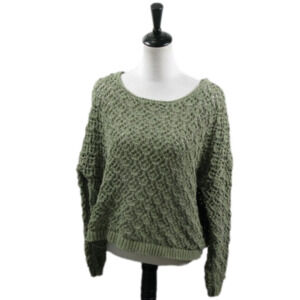 Artelier by Nicole Miller Light Green Open Knit Crew Neck Sweater Size XL